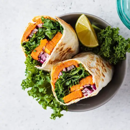 Sweet Potato and Kale Lunch Wraps